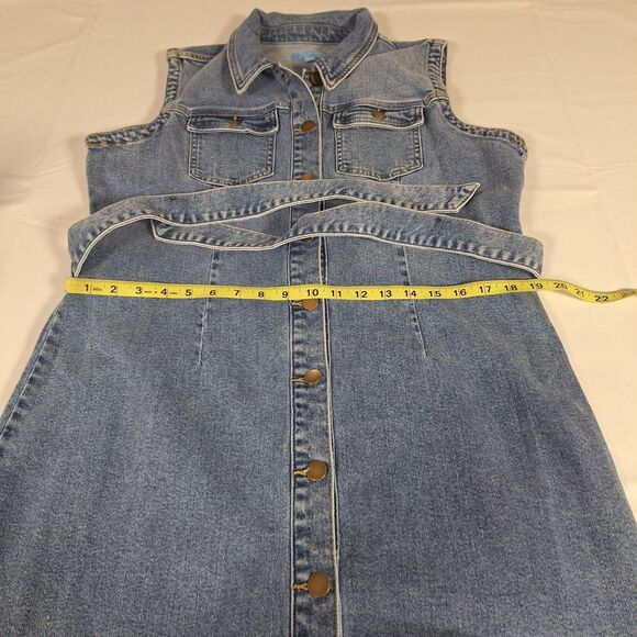 Draper James RSVP Light Wash Denim Sleeveless Jean Dress Midi Y2K Belted Size XL - Picture 6 of 10